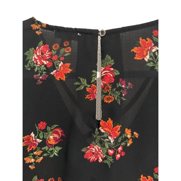 Lily White Woman's L Whimsigoth Floral Strappy Neck 3/4 Wide Sleeve Blouse L - Picture 4 of 8